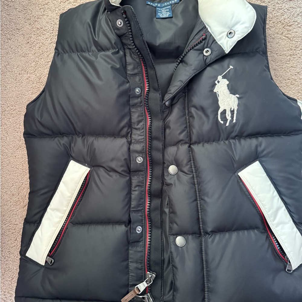 Ralph Lauren Black and Cream Puffer Vest